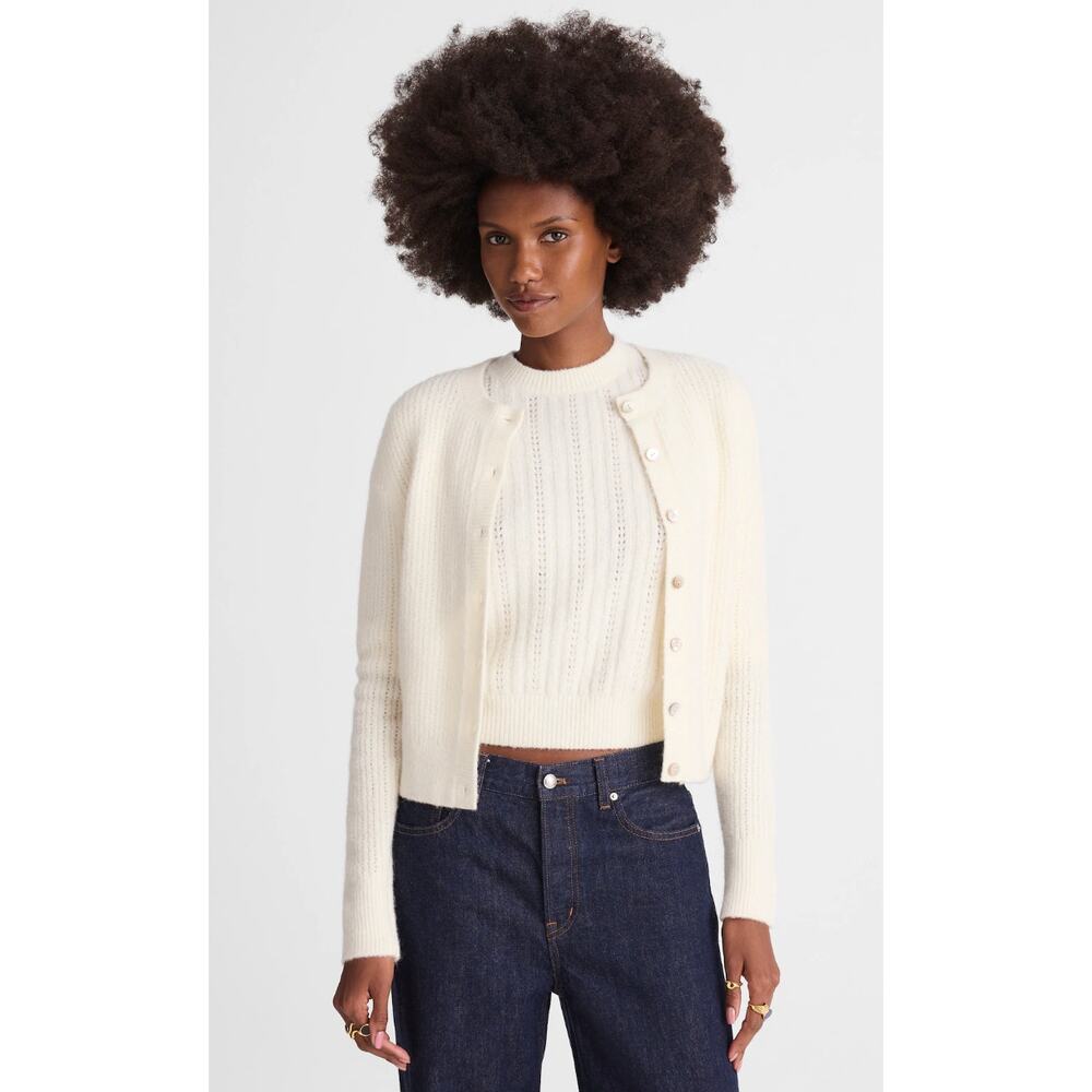 Madewell | NWT CloudSoft Cardigan Antique Cream Button Front | Sz XS